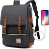 Vintage Laptop Backpack with USB Charging Port, Water Resistant Travelling Backpack